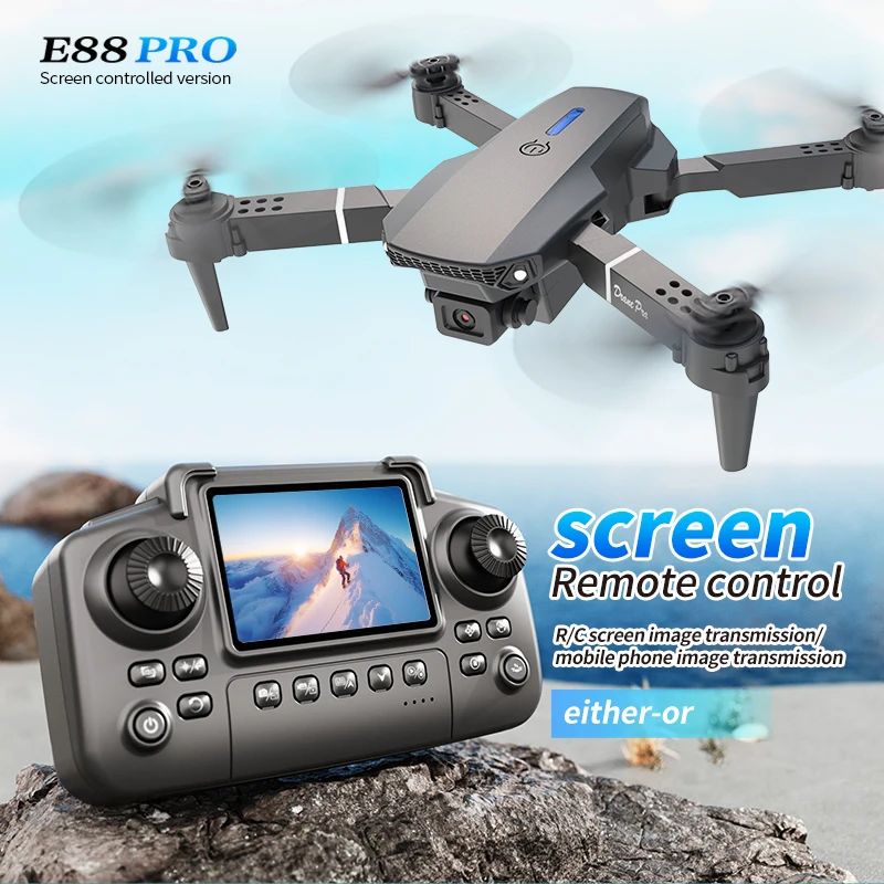 Professional E88 PRO Drone wit - Drone Controller Screen ulasan dan harga