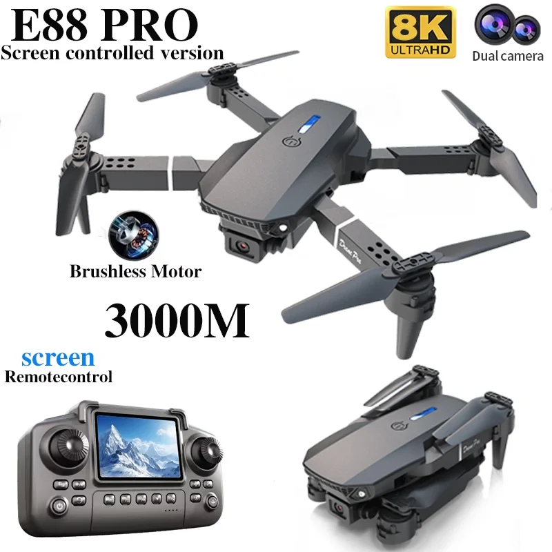 Professional E88 PRO Drone wit - Drone Controller Screen ulasan dan harga