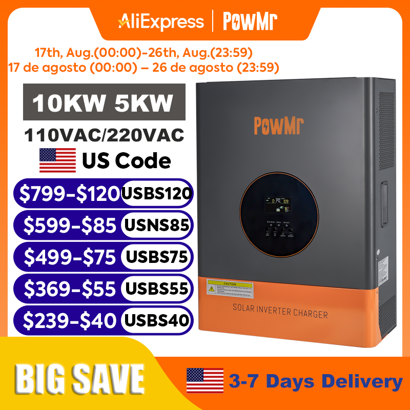 PowMr 10KW 5KW Split Phase Inv - Drone Solar Charger ulasan dan harga